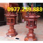 đôi đèn mái chùa bằng gỗ hương đỏ