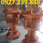 đôi đèn thờ mái chùa gỗ hương 157cm