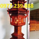 đôi đèn thờ mái chùa gỗ hương 97cm