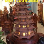 bán đèn thờ tháp chùa bằng gỗ hương 7 tầng cao 100cm