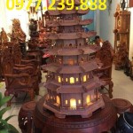 đèn thờ tháp chùa bằng gỗ hương 7 tầng cao 91cm