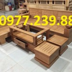 bộ bàn ghế sofa góc chữ u bằng gỗ sồi nga màu sồi