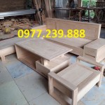 bộ bàn ghế sofa góc chữ u bằng gỗ sồi nga mộc