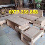 bộ bàn ghế sofa góc chữ u bằng gỗ sồi nga để mộc