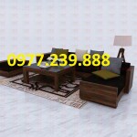 bộ bàn ghế sofa phòng khách chữ L đơn gỗ sồi nga giá rẻ