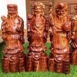 tượng 3 ông tam đa bằng gỗ trắc dây 30cm